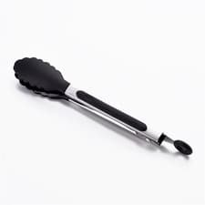 Image of Silicone Kitchen Cooking Tongs BBQ Salad Serving Stainless Steel Handle Utensil