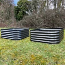 Image of Raised Garden Bed Vegetable Planter Large Grey Metal (120 x 120 x 42cm) Set of 2