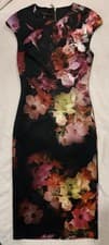 Image of Ted Baker Ladies Floral Midi Dress Size 2 UK Size 10 Brand New Without Tags
