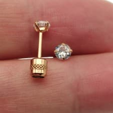 Image of 18K Rose Gold Filled Hypoallergenic 4mm Cubic Zirconia CZ Stud Post Earrings