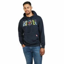 Image of Marvel Mens Hoodie Logo Characters Pullover Jumper Navy S - XXL Official