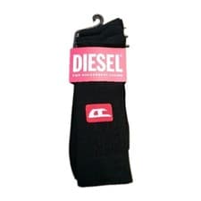 Image of Diesel 3 PAIRS Black Mens SKM Ray Logo Socks Size Medium UK 5.5-8 EU 39-42 ~ New