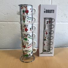 Image of Bialetti 6 Moka Cups Cartoon Character Design Stackable 60ml - Designed In Italy