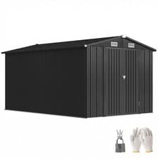 Image of Outsunny 12 x 8 ft Garden Shed, Outdoor Storage Shed with 4 Vents Dark Grey
