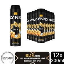 Image of Lynx XL 48-H High Definition Fragrance Gold Body Spray Deodorant 12 Pk, 200ml