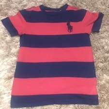 Image of brandnew boys ralph lauren striped tshirt blue/red age 6 years