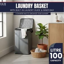 Image of Foldable Laundry Basket with Lid 100L Durable Clothes Hamper Laundry Storage Bin