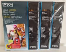 Image of NEW Original Epson Value A4 Glossy Photo Paper 183gsm - 60 Sheets (3 X 20 Packs)