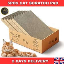 Image of 5PC Cat Scratching Board Box Cardboard Kitten Pad Claw Scratcher Scratch Bed