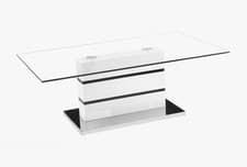 Image of GLASS COFFEE TABLE BLACK & WHITE HIGH GLOSS YOKI LIVING ROOM HOME FURNITURE