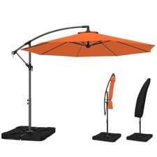 Image of Outsunny 3(m) Banana Parasol Cantilever Umbrella Garden w/ Base Weights