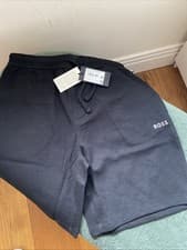 Image of HUGO BOSS WAFFLE SHORTS REGFIT STRETCH +DRAWSTRING SZ SMALL BLACK BNWT RRP £59❤️