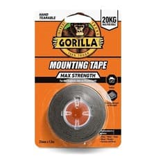 Image of Gorilla Max Strength Mounting Indoor Black Tape 25mm X 1.5m