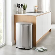 Image of 50L Square Stainless Steel Kitchen Pedal Bin with Soft Close Lid