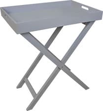 Image of Folding Kitchen Bedroom Food Serving Butlers Removable Tray Side Table- Grey
