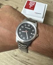Image of Mens Wenger 01.0441.145 Field military watch Black Dial Stainless Steel Bracelet