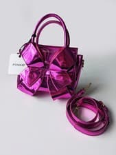 Image of PINKO UP Metallic Fuchsia Pink Bow Small Shoulder Bag - BNWT