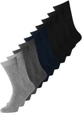 Image of JACK & JONES 10 Pack Mens Socks Comfortable Crew Socks Multipack Walking Runnin