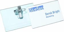 Image of Durable Name Badge 54 x 90 mm with Combi Clip Transparent - Pack of 50 Badges -