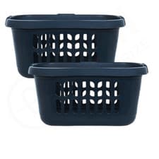 Image of 2 x 60L Laundry Basket Hamper Plastic Hipster Clothes Washing Bedding Navy Blue