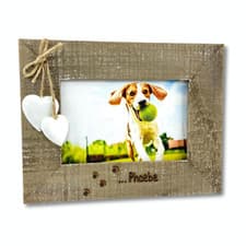 Image of Dog Cat New Puppy Kitten Personalised Photo Frame Driftwood Style Engraved Wood