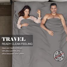 Image of Double Sleeping Bag Liner Camping Travel Sheet Lightweight Sleep Sack 2 Person