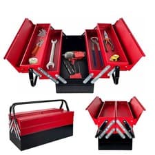 Image of Metal Cantilever Toolbox Heavy Duty 5 Tray Toolbox Storage Tool Box 43x22x21cm