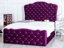 Image of Rochelle Gas Lift Ottoman Storage Bed Crushed Velvet, Chenille, & Linen Fabrics