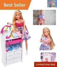 Image of Steffi Love Welcome Twins Doll Set - Fashionable Mom with Twin Babies & Bathtub