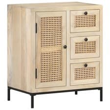Image of Sideboard 60x35x70 cm Solid Mango Wood and Natural Cane vidaXL