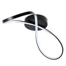 Image of Litecraft Finn Ceiling Light Swirl IP44 Bathroom LED Flush Mounted - Matte Black