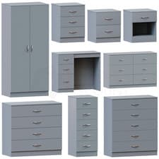 Image of Grey Chest of Drawers Modern Bedroom Furniture Bedside Table Wardrobe Desk