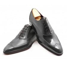 Image of Handmade Oxford Brogue Genuine Black Leather Causal Formal Men Lace Up Shoes