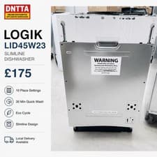 Image of £175 Logik LID45W23 Slimline Dishwasher 10 Place Quick Wash 30 Min Eco