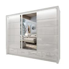 Image of WARDROBE-Modern High Gloss Sliding Doors Wardrobes with LED Light-Sycilia