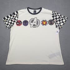 Image of Marvel Avengers Shirt Mens XL Checkered Sleeve Graphic Disney Character Tee NWT