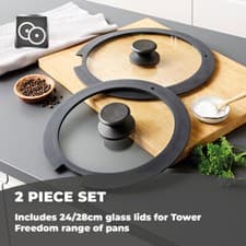 Image of Tower Freedom T800206 2 Piece 24/28cm Silicone Glass Lids - Brand New