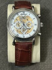 Image of Ingersoll stainless steel men’s automatic watch with brown leather strap