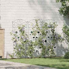 Image of Garden Fence Green Steel 110.5 x 42.5 cm (3pcs) Weather-Resistant Decor Trellis