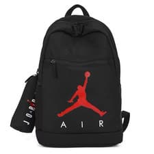Image of NIKE AIR JORDAN Backpack Travel Rucksack Sports Black Adjustable Shoulder Straps