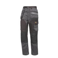 Image of Site Work Trousers Mens Regular Fit Grey Black Stretch Multi Pockets 42"W 30"L