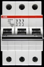 Image of ABB 6 AMP CURVE C 10kA TRIPLE POLE MCB CIRCUIT BREAKER S203M 2CDS273001R0064