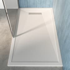 Image of 1400x900mm Rectangular Low-Profile Shower Tray 25mm with Linear Waste CAS140X90