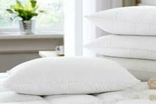 Image of PAIR OF WHITE GOOSE FEATHER & DOWN BED PILLOWS -15% DOWN