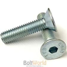 Image of M6, 10.9 GRADE ZINC COUNTERSUNK CSK SOCKET CAPS SCREWS, ALLEN KEY BOLTS HEX