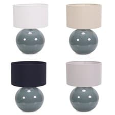 Image of Eucalyptus Ceramic Table Lamp Fabric Drum Lampshades Bedside Living Room Light