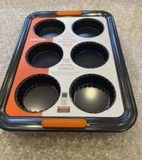 Image of Le Creuset Fluted Tart Tin Tray - 6 Cup Toughned Non Stick (NEW)