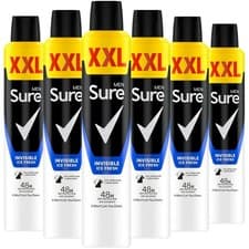 Image of Sure Men Anti-Perspirant Aerosol Invisible Ice Fresh Spray Deodorant XXL 6x300ml