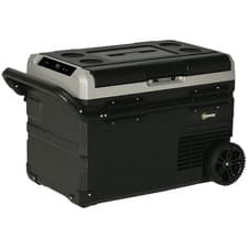 Image of Outsunny 40L Car Refrigerator 12V Portable Freezer w/ Inner LED Light, Wheels