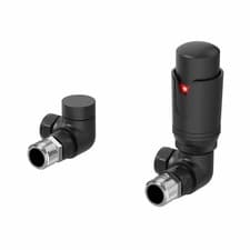 Image of Thermostatic Radiator Valves TRV Heated Towel Rail Angled Corner Straight Valve